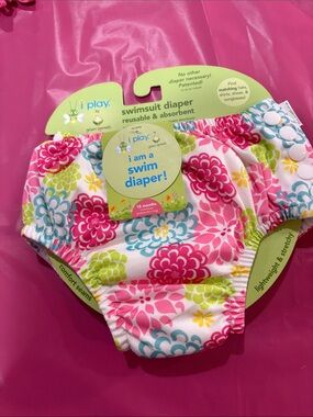 i play by Green Sprouts Floral Swim Diaper in Pink